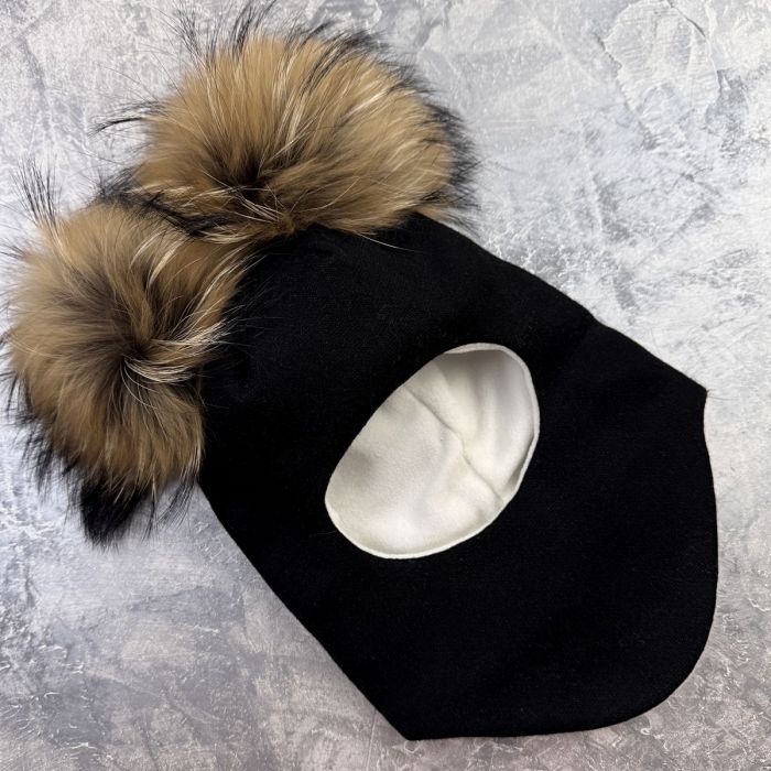 Шапка-шолом зимова дитяча з пампонами Baribal чорна